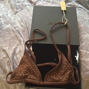 SKIMS Brown Studded Bra